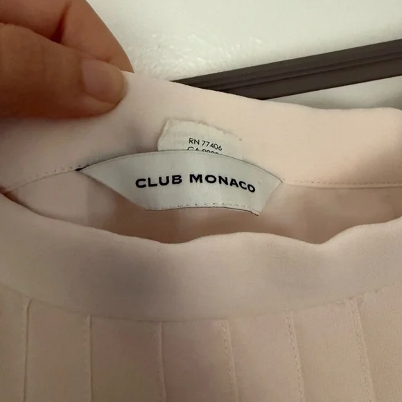 Club Monaco Cream and Blue Pleated Midi Skirt